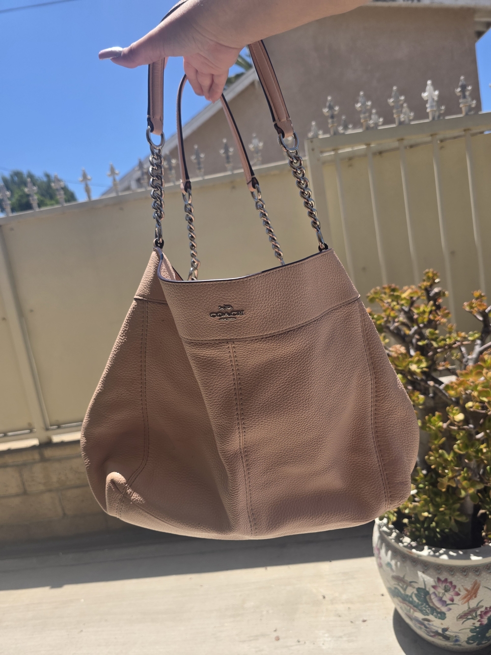 Coach Pebbled Leather Large Purse Light Pink! Tons Of Pockets